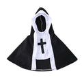Nun Halloween costume for cats, black and white habit with cross