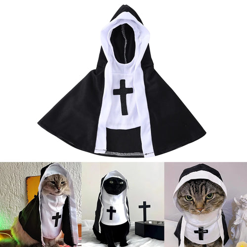 Cats wearing the nun Halloween costume